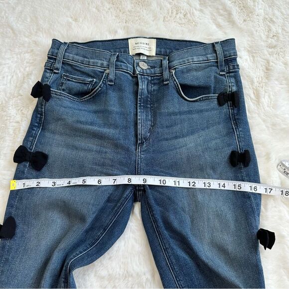 Anthropologie McGuire Denim Newton Mid Rise Bow Detail Skinny Ankle Jean… - Picture 8 of 13